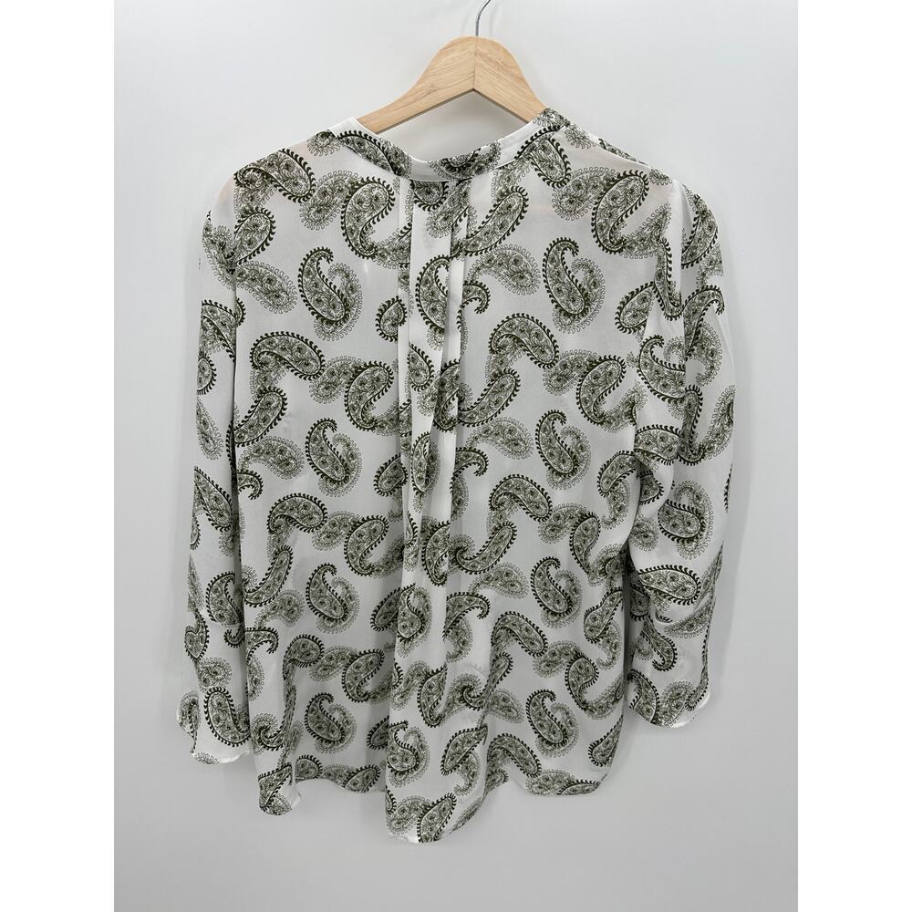 41 Hawthorn Blouse Womens Large Paisley V-Neck Sheer Flare Sleeve Office Career - Picture 2 of 7